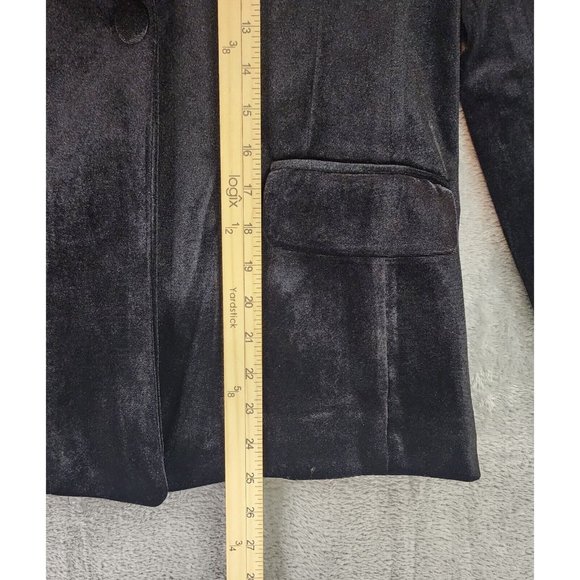 Colleen Lopez Jacket Womens Extra Small Black Velvet Floral Embroidered Blazer - Picture 6 of 12